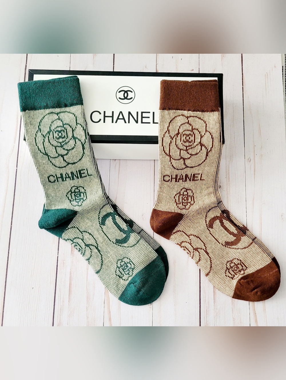 ✨️CHANEL ✨️Camellia Logo ✨️Crew Socks